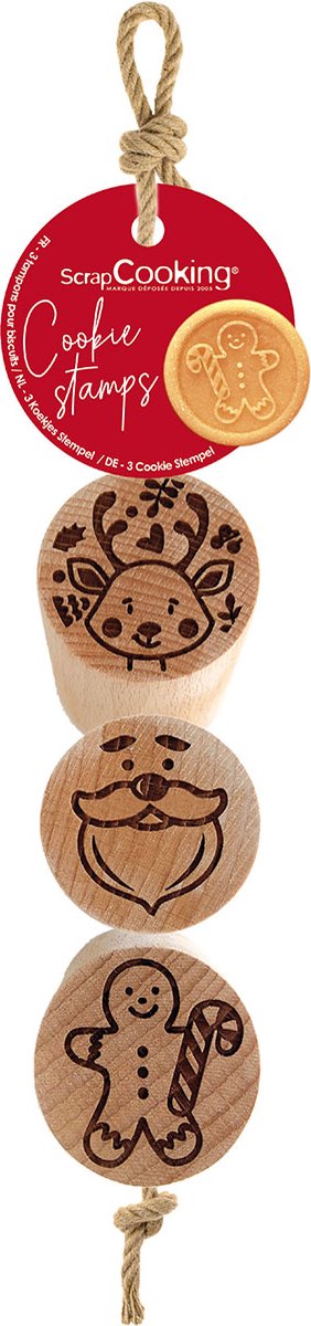 ScrapCooking Festive Season wooden biscuit stamps pk/3