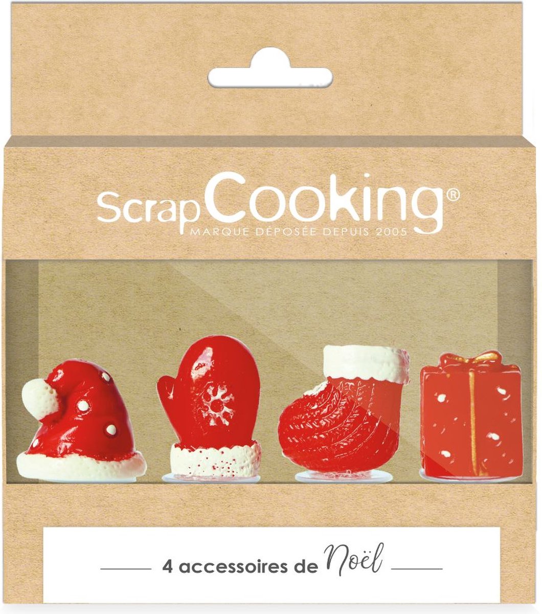 Scrapcooking Christmas Plastic Cake Toppers set/4