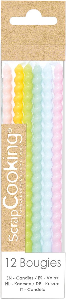 Scrapcooking Lange Gedraaide Pastelkaarsen 12 cm pk/12