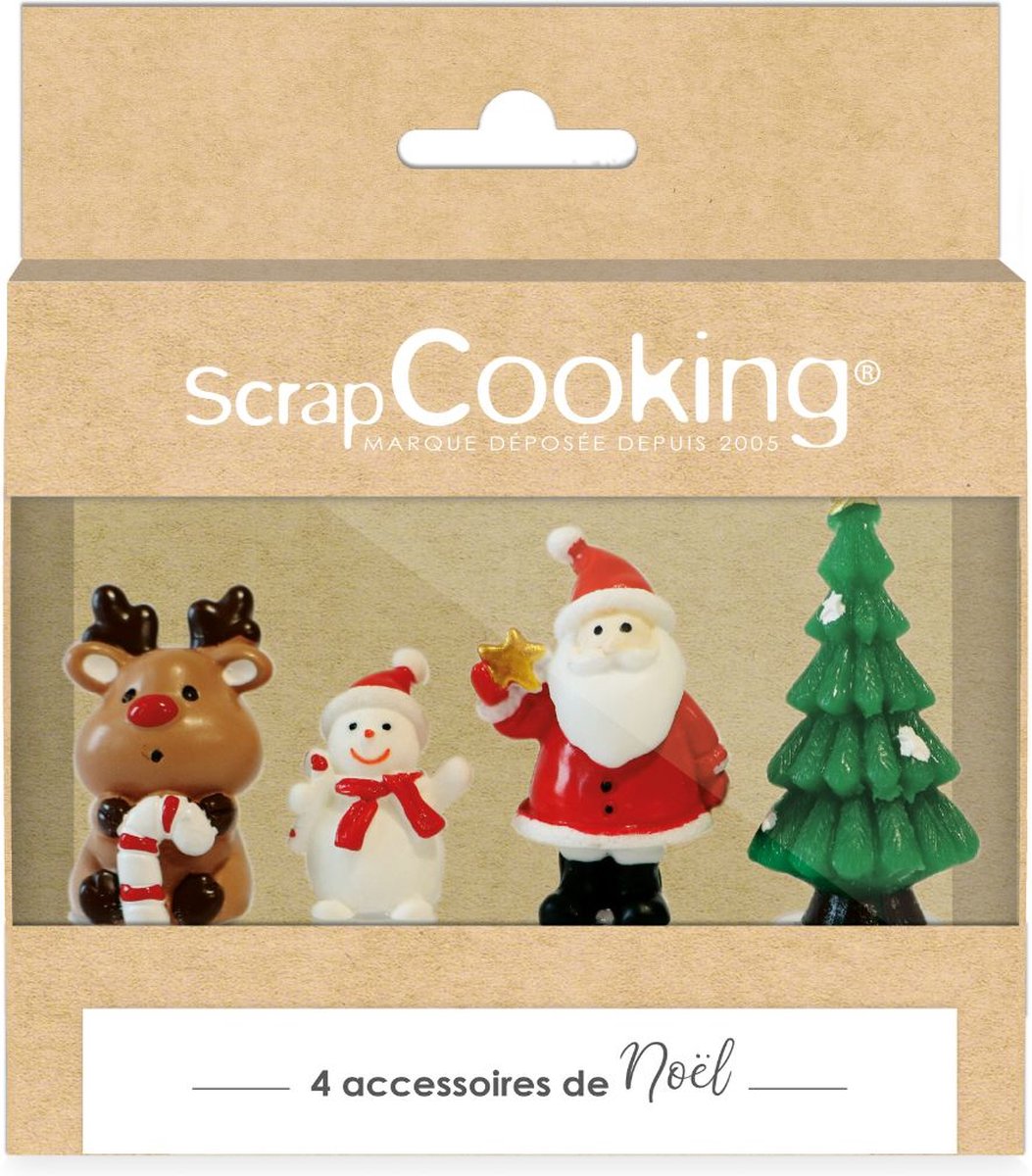 Scrapcooking Sweet Xmas Plastic Cake Toppers set/4