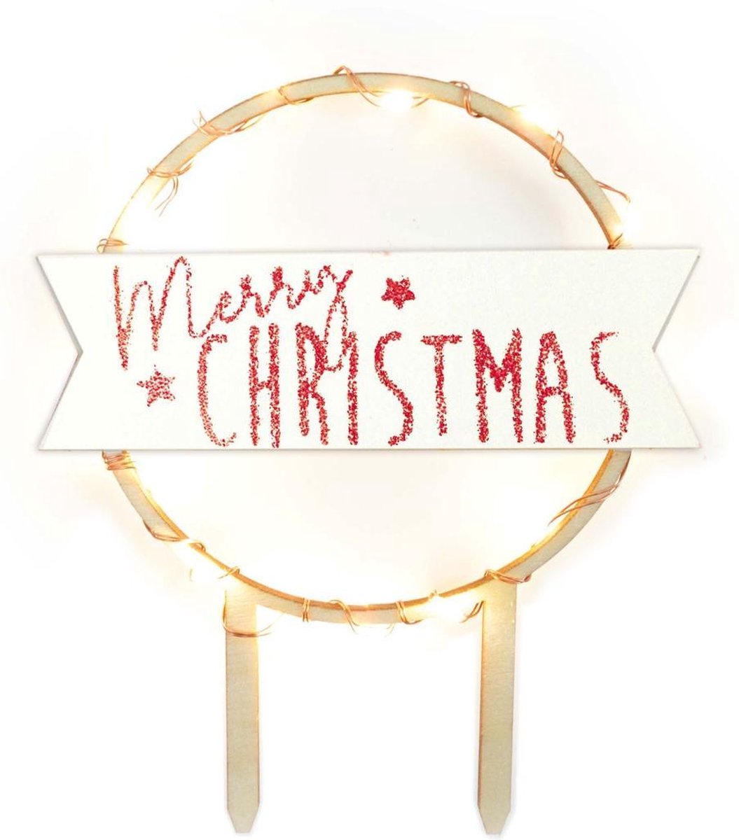 Scrapcooking Taarttopper - Led Merry Christmas - Hout