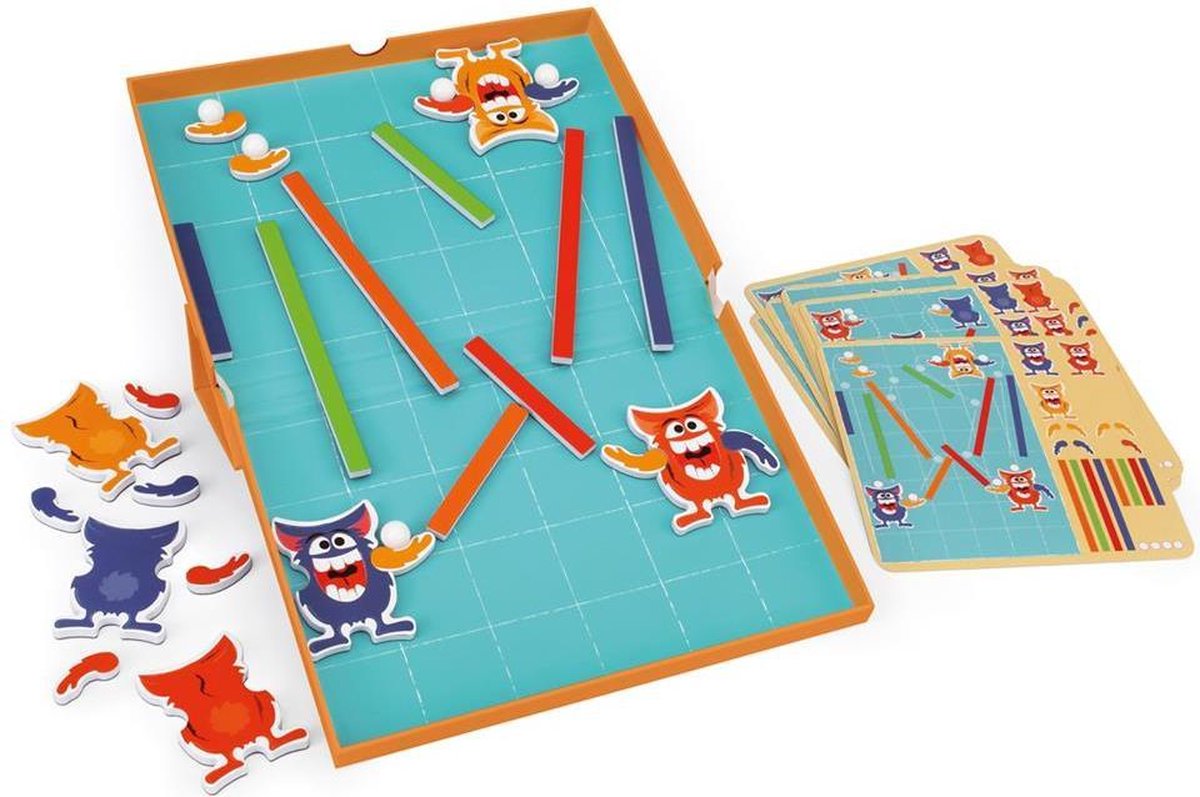 Scratch EduLogic: MAGNETIC MONSTER TRACKS 25.5x23x2cm (gesloten), 25.5x38x2cm (open), met 20 uitdagingen en 2 niveaus, 5 knikkers inbegrepen, 5+