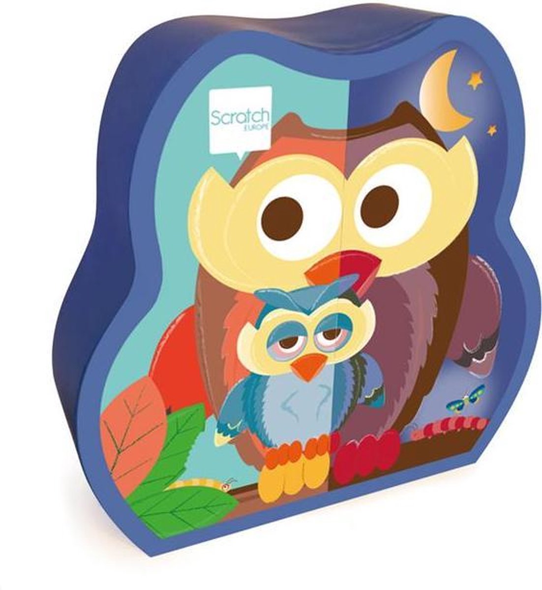 Scratch Puzzel 2-zijdig 39pcs: UIL Dag/Nacht 63x40cm, in vormendoos 23,5x23,5x6,5cm, 4+