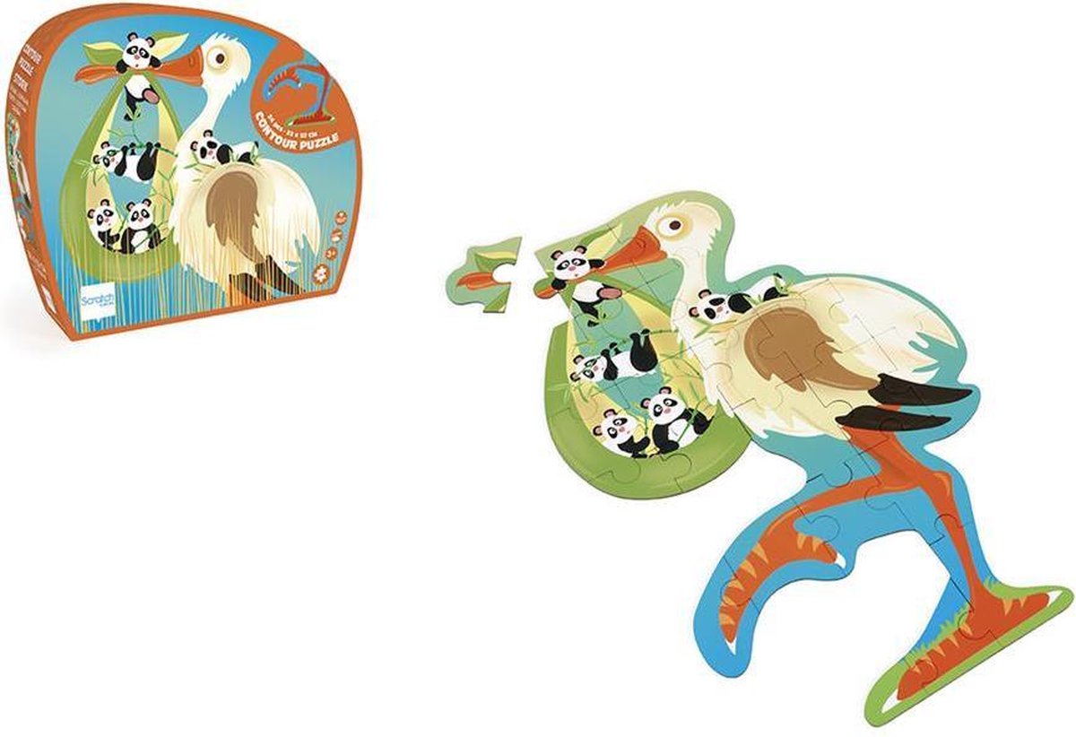 Scratch Puzzel 24pcs: CONTOUR PUZZEL/OOIEVAAR 32.9x51.9x0.25cm, in vormendoos 26.6x22.5x6.5cm, 3+