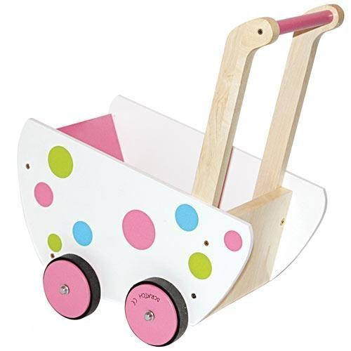   Poppenwagen met gekleurde stippen