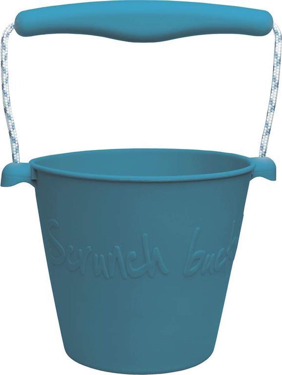 Scrunch: EMMER grijsblauw diam.15cm, 1.5l inhoud, handvaten met touw,  opvouwbaar, 100% siliconen, recycleerbaar, 12m+