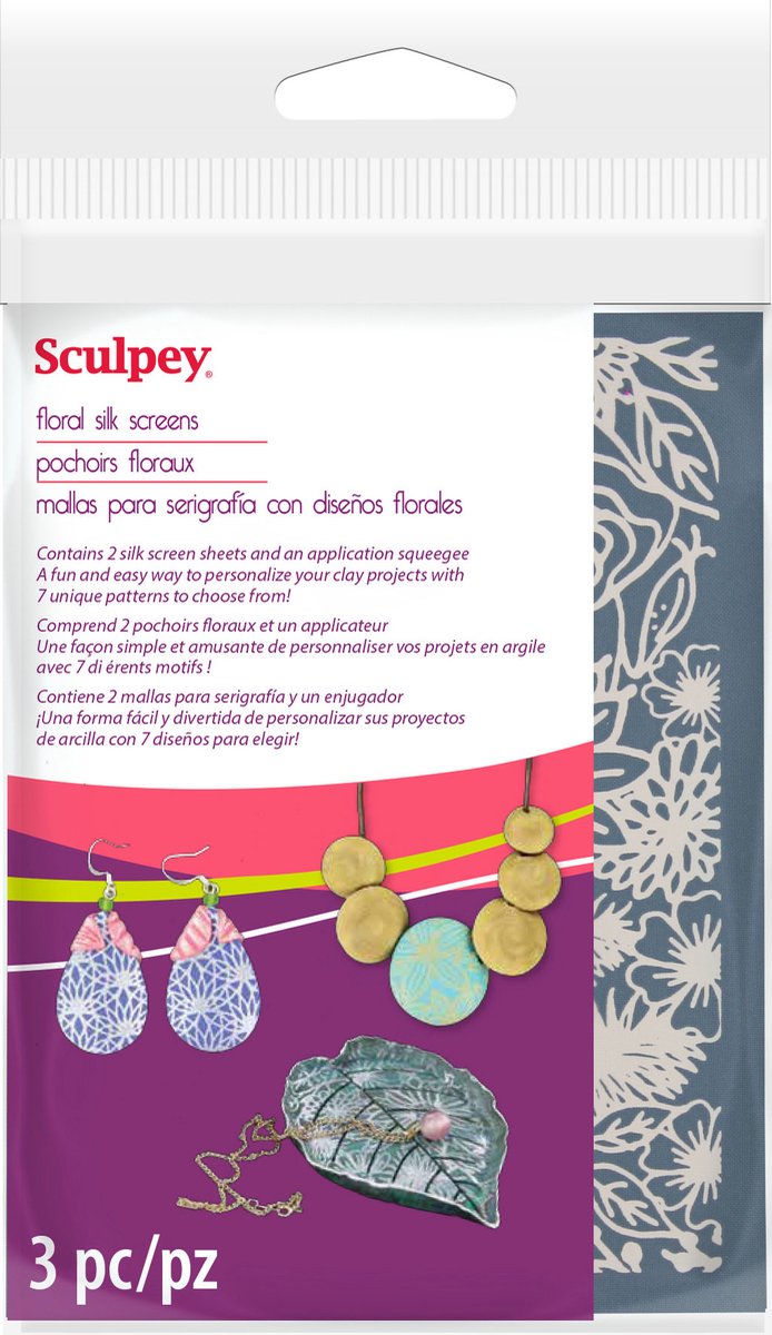 2 zeefdruk sjablonen bloemen - Sculpey