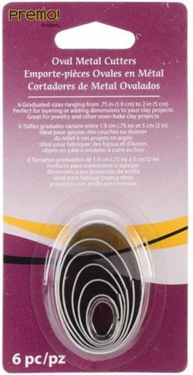 6 metalen snijders - oval - sieraden - Premo - Sculpey
