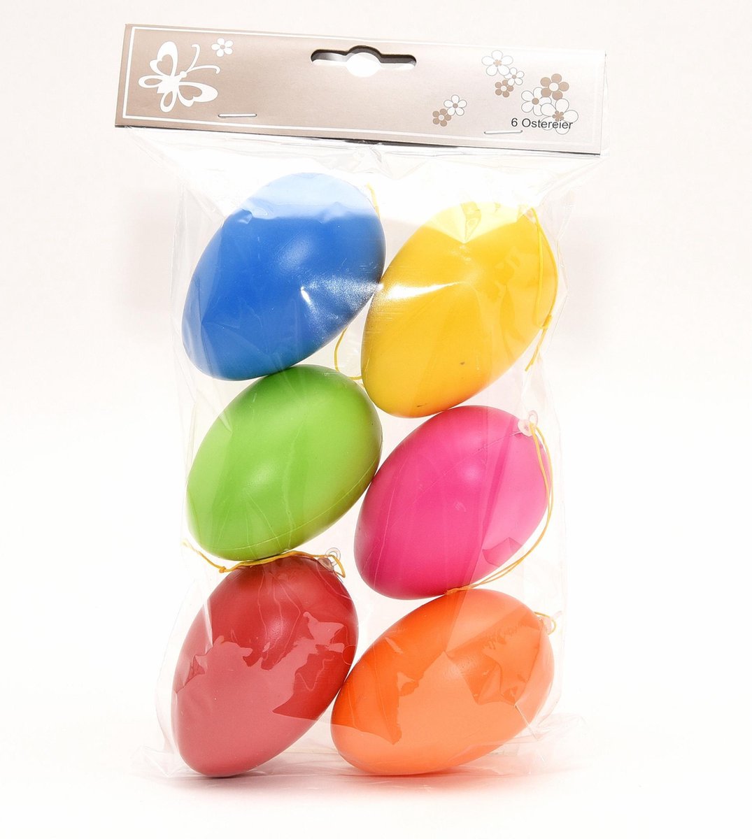 12x stuks Paaseieren Paastakken hangdecoratie Pasen thema vrolijke kleurenmix 8 cm - Paasversiering