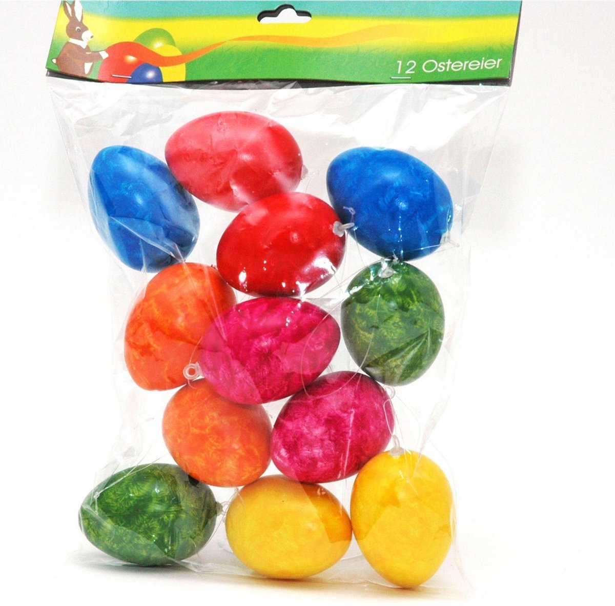 24x stuks Paaseieren Paastakken hangdecoratie Pasen thema marmer kleurenmix 6 cm - Paasversiering