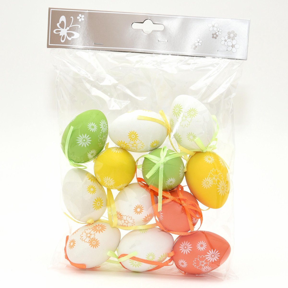 24x stuks Paaseieren Paastakken hangdecoratie Pasen thema vrolijke kleurenmix 6 cm - Paasversiering