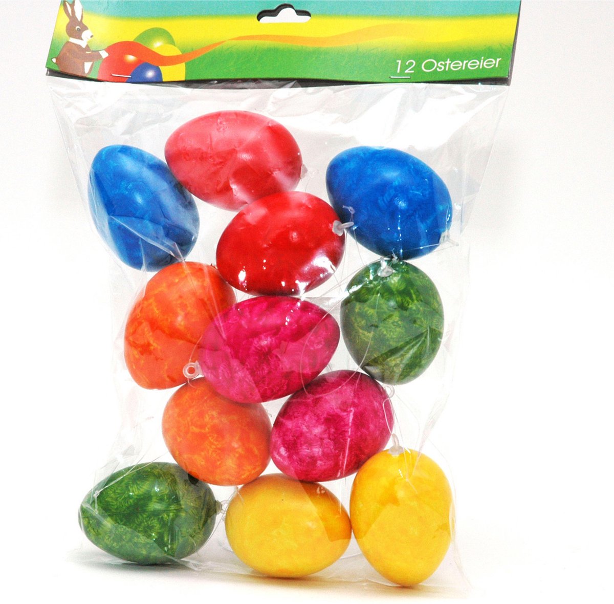 60x stuks Paaseieren Paastakken hangdecoratie Pasen thema marmer kleurenmix 6 cm - Paasversiering