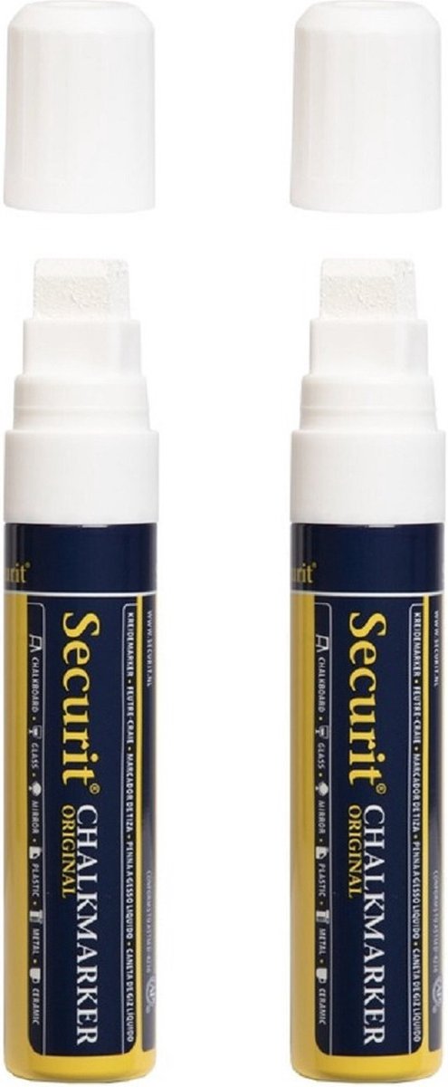 2x stuks witte krijtstiften platte punt 7-15 mm