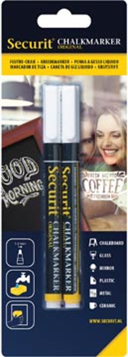 Securit Krijtstift Liquid - 1-2 mm - Wit - Set-2