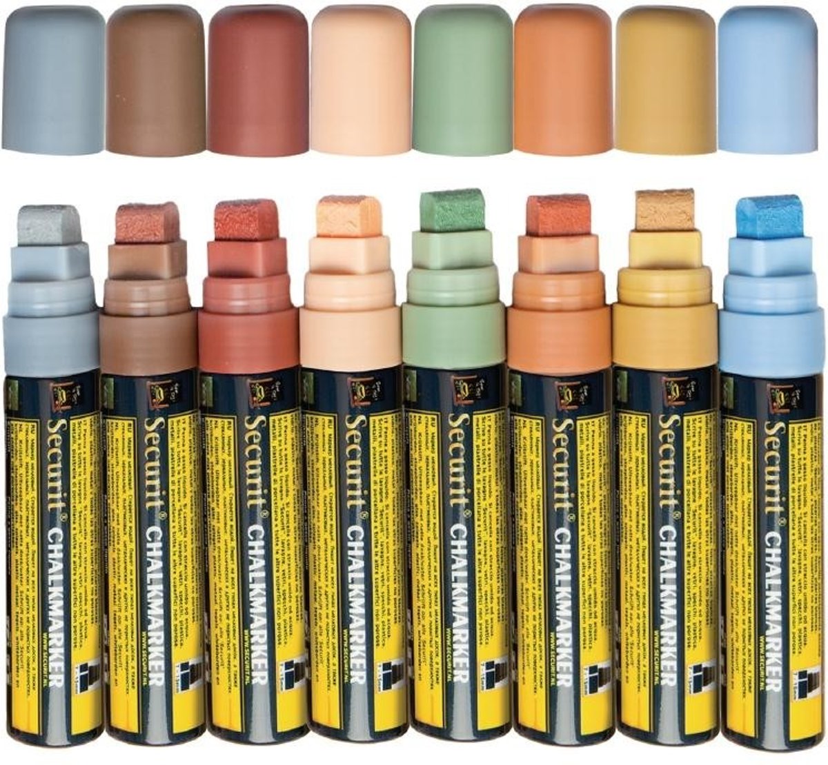 Securit vloeibare krijtbordstiften in aardetinten 7x15mm