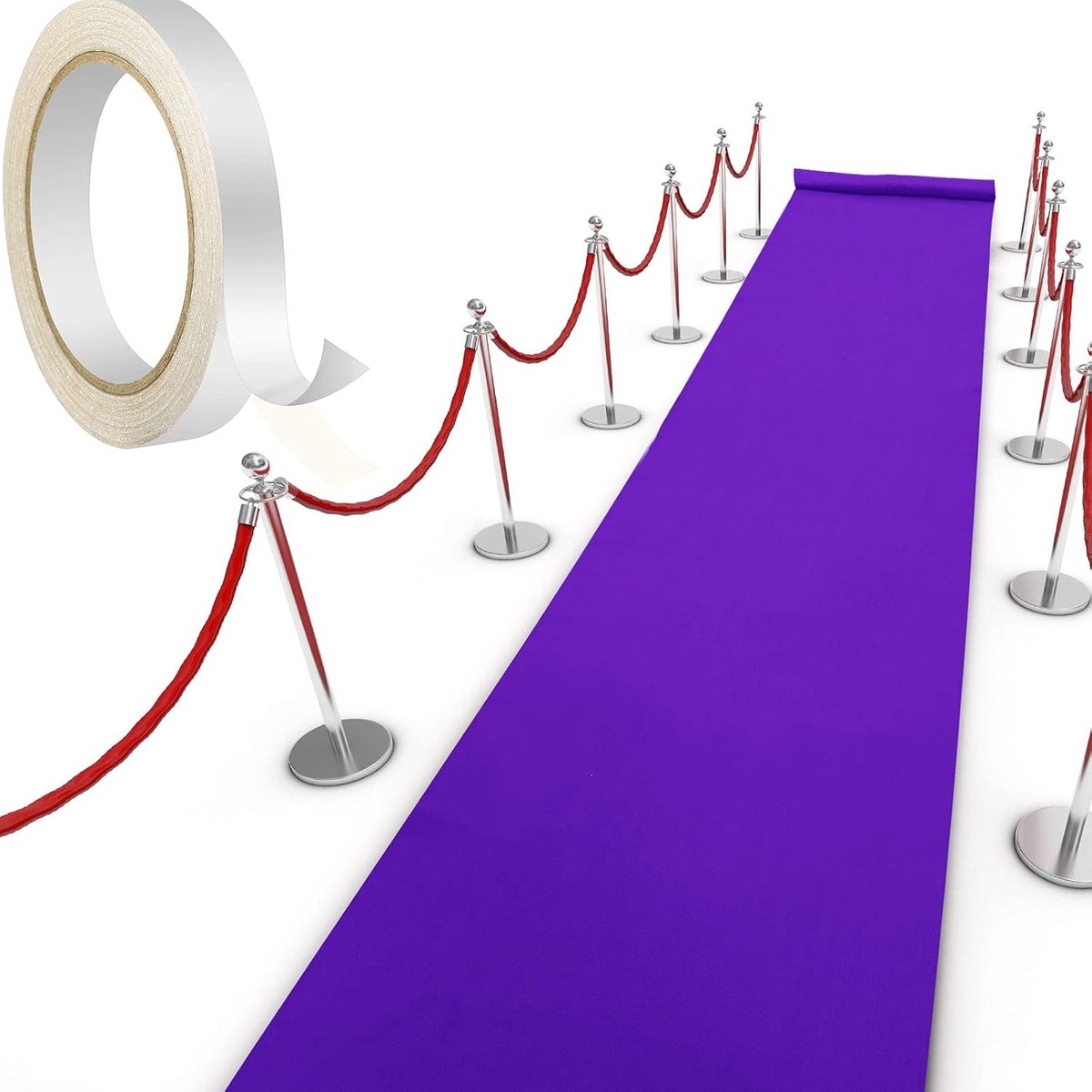 Selbro ® Elegant Loper Tapijt voor Feestelijke Gelegenheden - 55 gsm Dikte met Antislip Tape, Paars, 2.6 x 30 ft