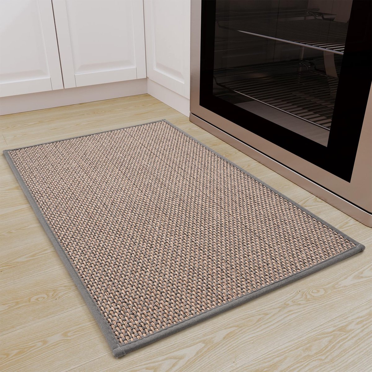 Selbro ® Grijze Absorberende Keukenmat met Antislip en Gemakkelijk Onderhoud, 40 x 60 cm, Sisal-Uiterlijk