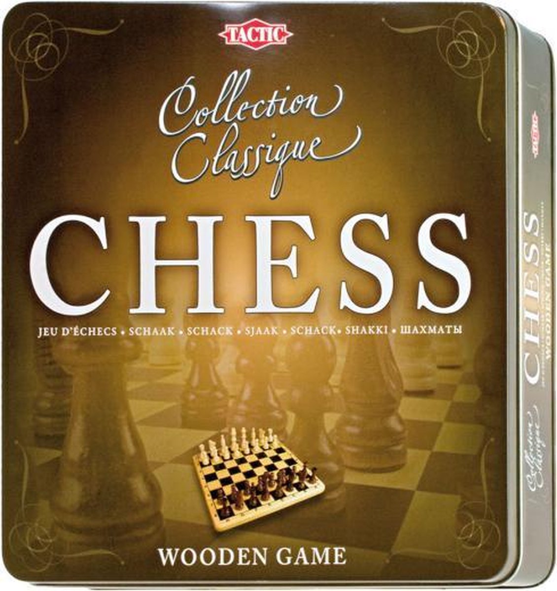 schaakspel 31 x 31 cm hout zwart/wit/naturel 33-delig