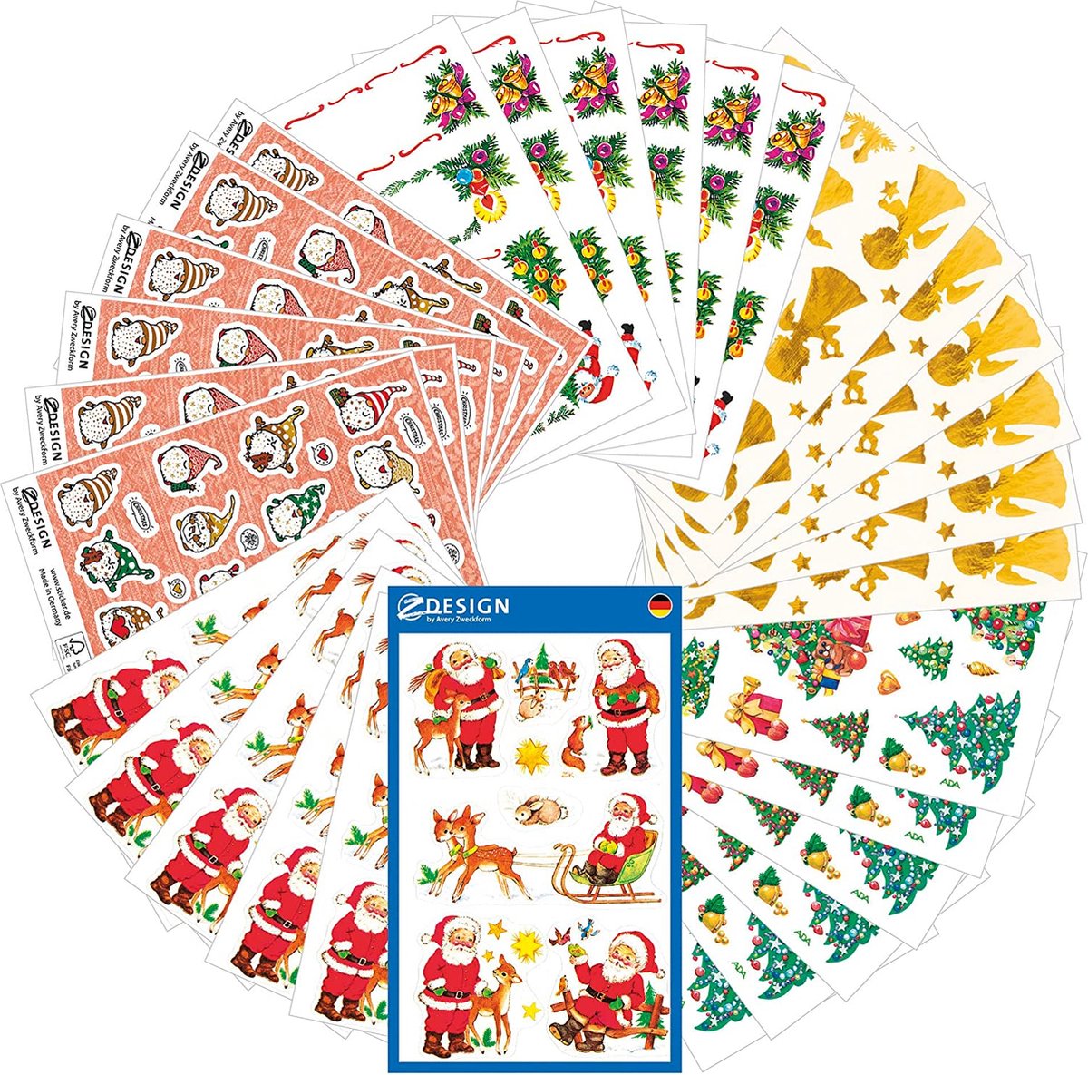 318 stickers Kerstmis in set (kerststickers klassiek, kerstpost, zelfklevend, glitter, goud, kerstdecoratie, geschenken, kaarten, kerstgroeten)