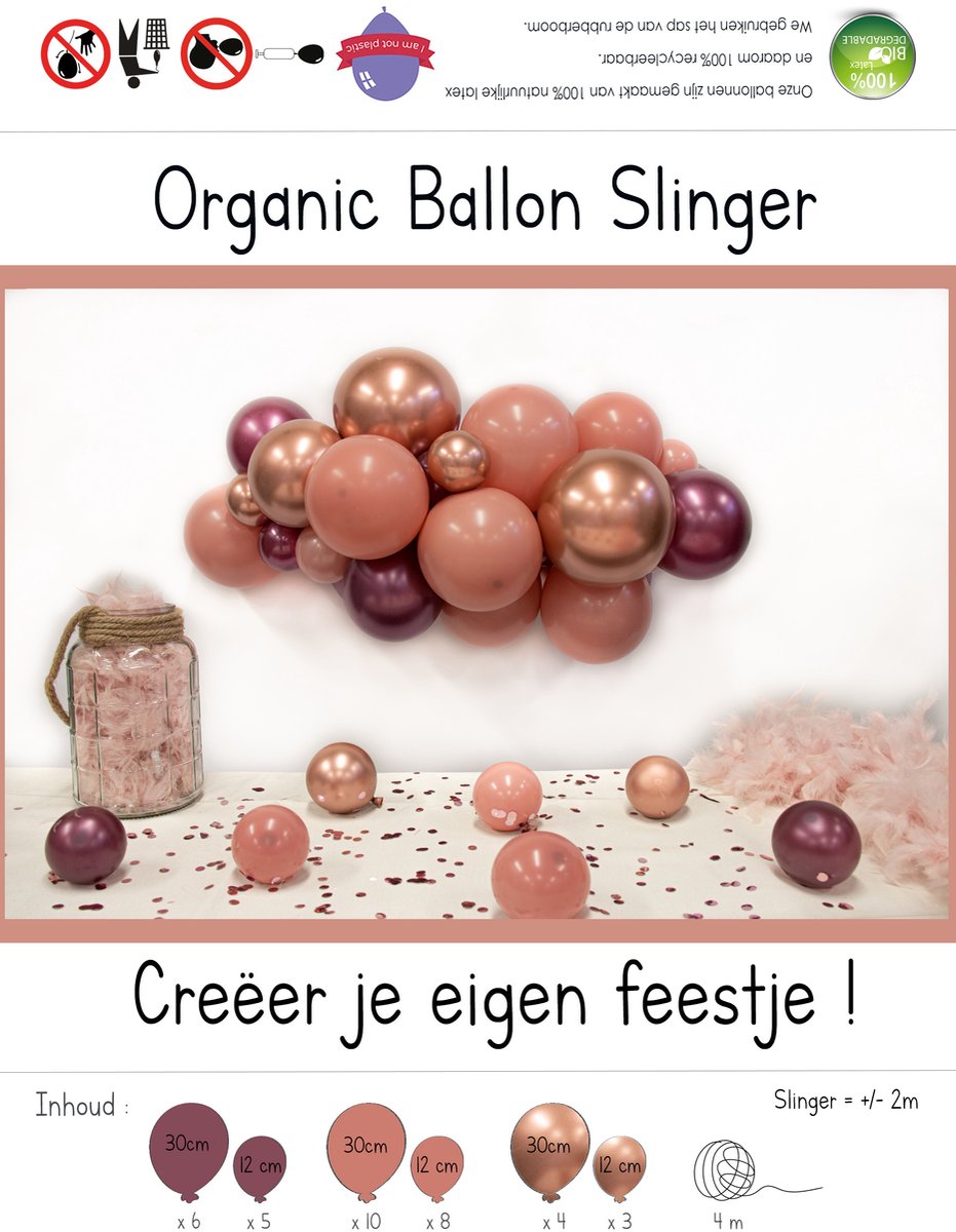 DIY Balloon kit Rosewood - Ballonnenslinger - Doe het zelf ballonnen - Verjaardag - Feest - Valentijn