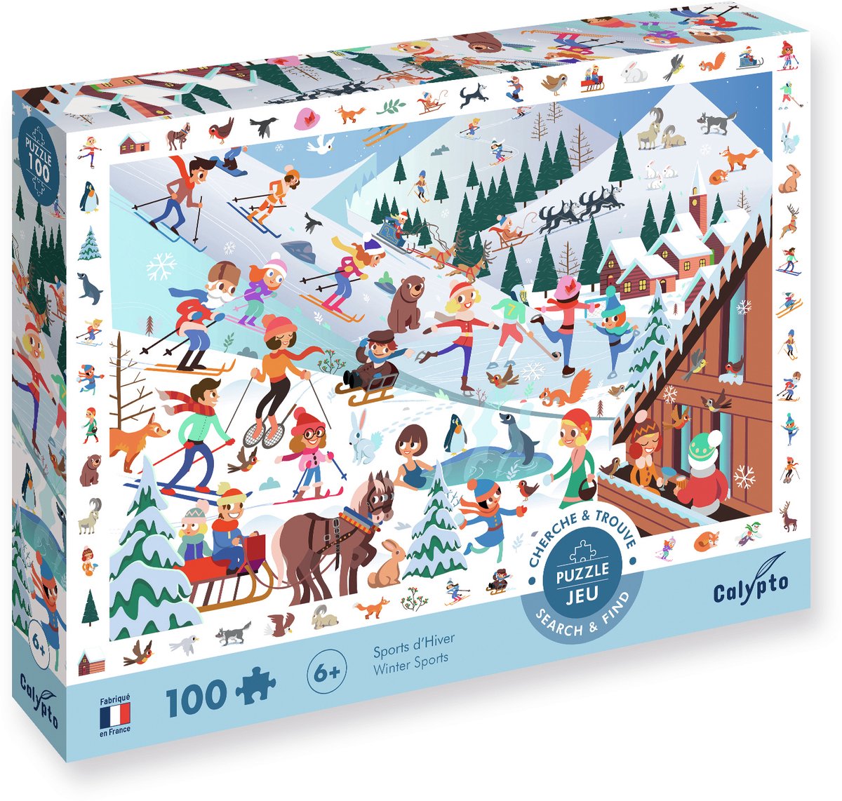 Sentosphère puzzel wintersport zoek en vind 100 stukjes educatief spel.