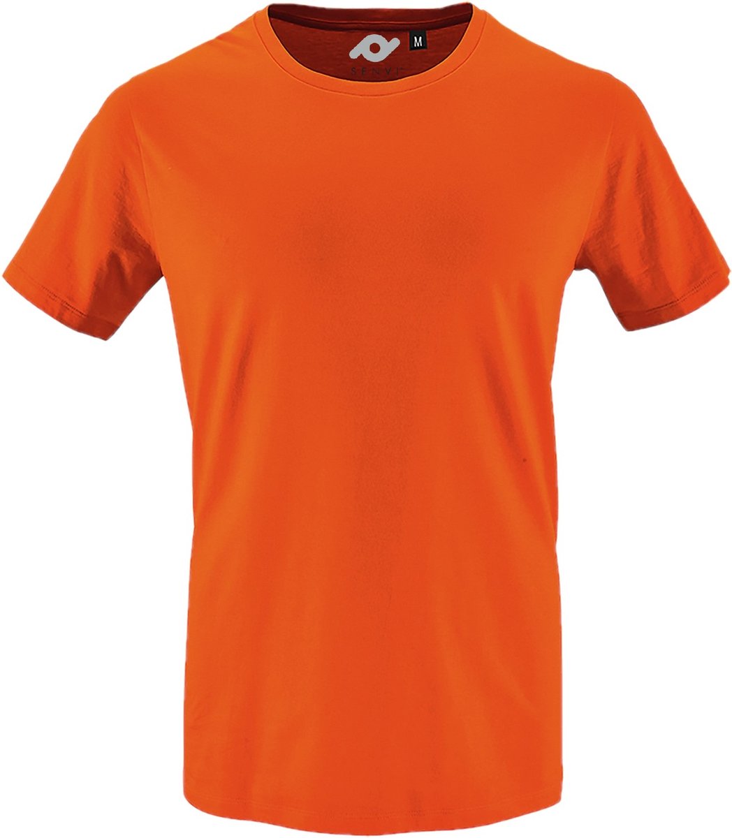 Senvi Heren Oranje T-Shirt Biologisch katoen - EK-WK-Olympische Spelen - F1 - Koningsdag enz. Maat M