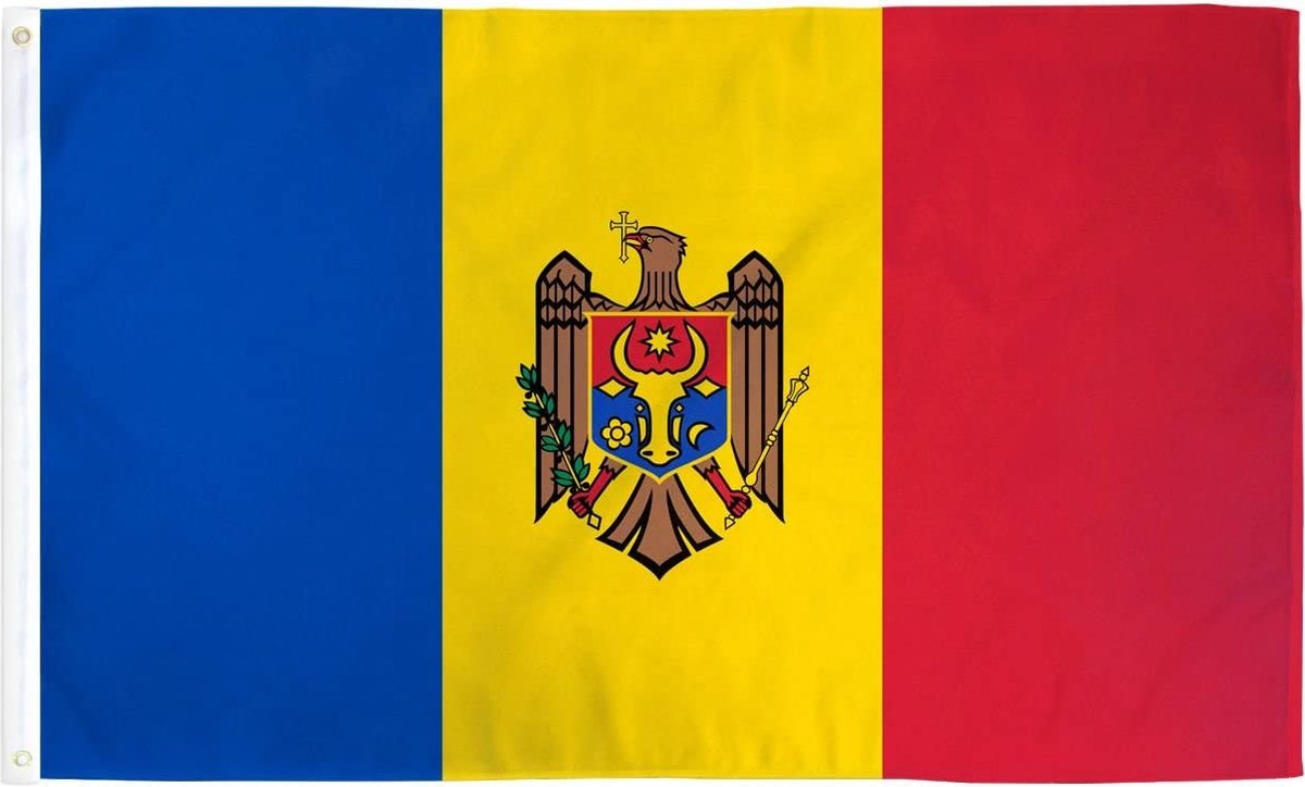Senvi Printwear - Flag Moldova - Grote Moldavië vlag - Gemaakt Van 100% Polyester - UV & Weerbestendig - Met Versterkte Mastrand - Messing Ogen - 90x150 CM - Fair Working Conditions