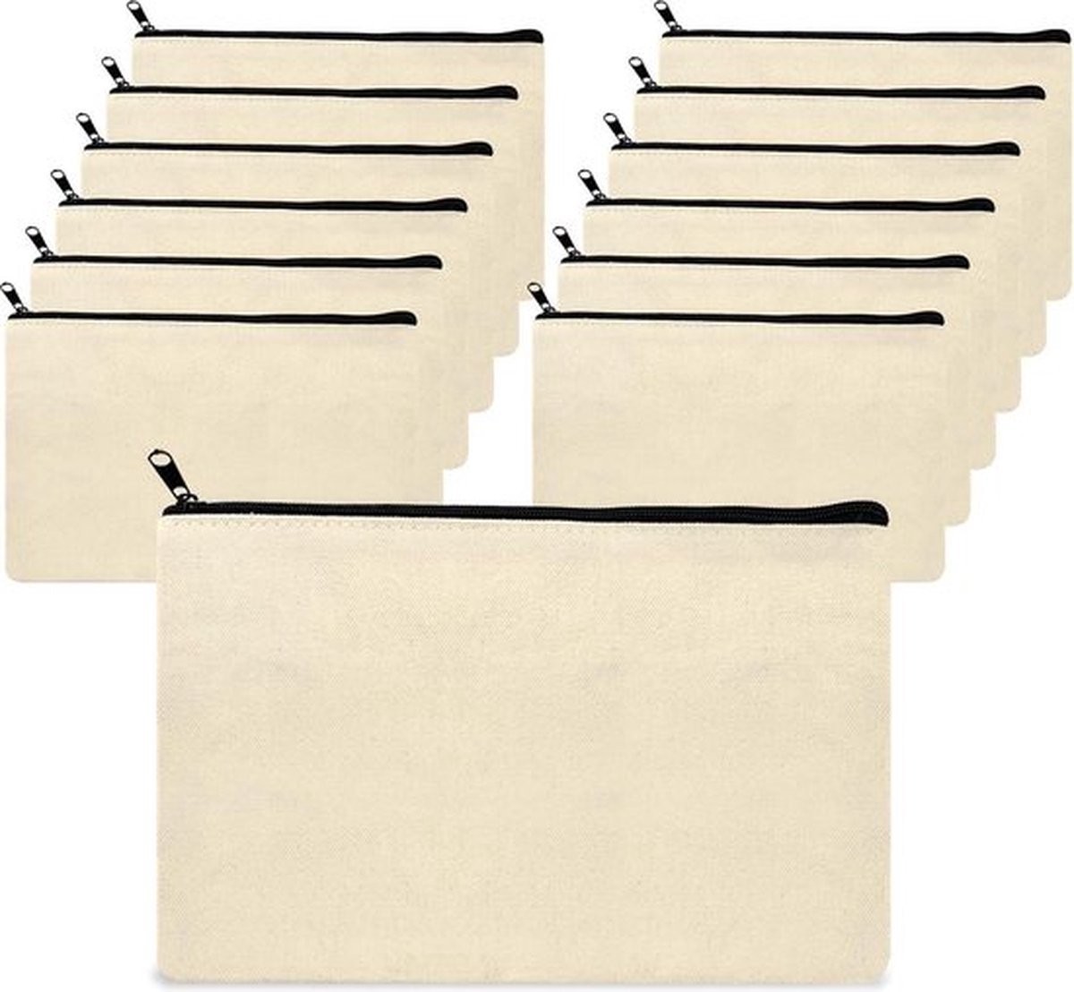 Blanco canvas etui set van 12 - personaliseerbaar en herbruikbaar - schilderen knutselen decoreren - wit