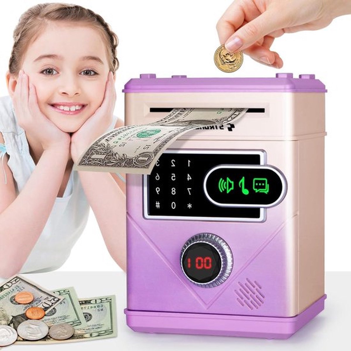 Spaarpot Kinderen - Spaarpot Elektronische Spaarpot 3-12 Jaar Touchscreen Wachtwoord Cadeau Voor Kinderen