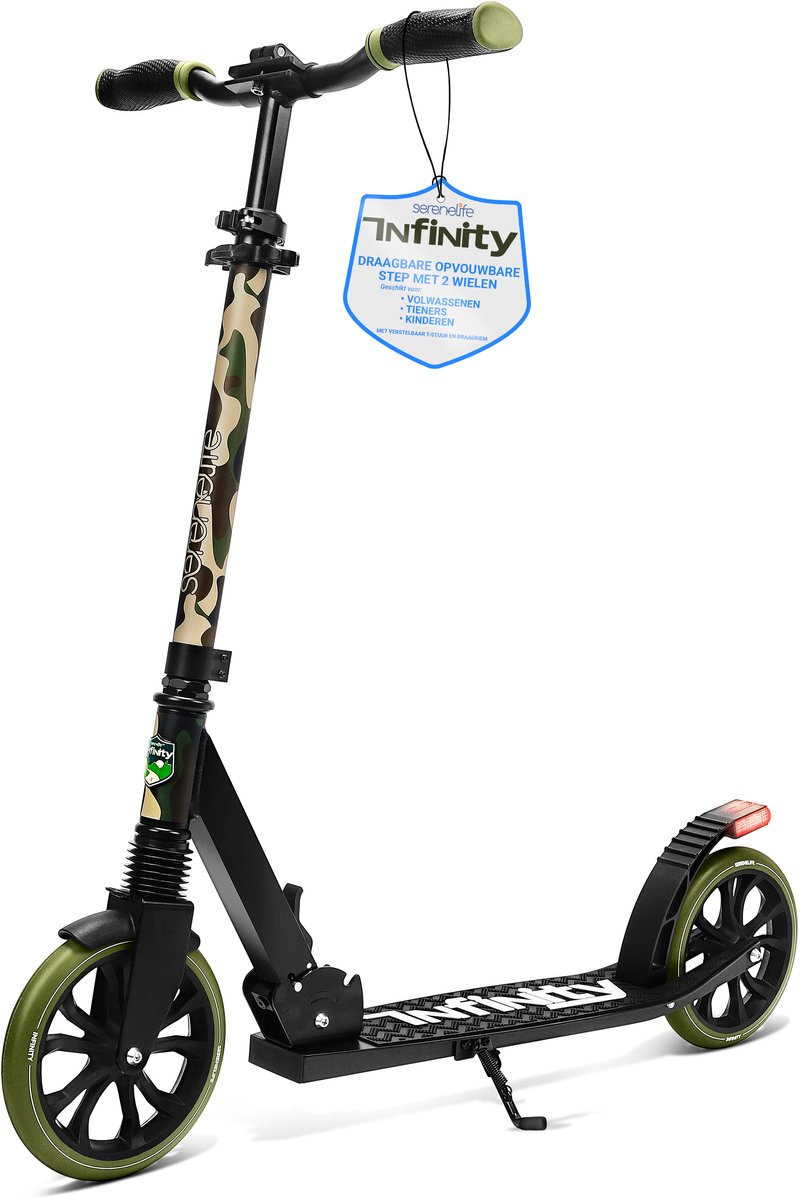 SereneLife Kinderstep - 2-Wiel Kinderstep met Verstelbaar T-Bar Stuur - Aluminium Antislip Dek - Draagbare Opvouwbare Step voor Kinderen, Tieners met Draagriem