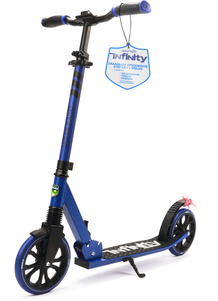 SereneLife Kinderstep - 2-Wiel Kinderstep met Verstelbaar T-Bar Stuur - Aluminium Antislip Dek - Draagbare Opvouwbare Step voor Kinderen, Tieners met Draagriem