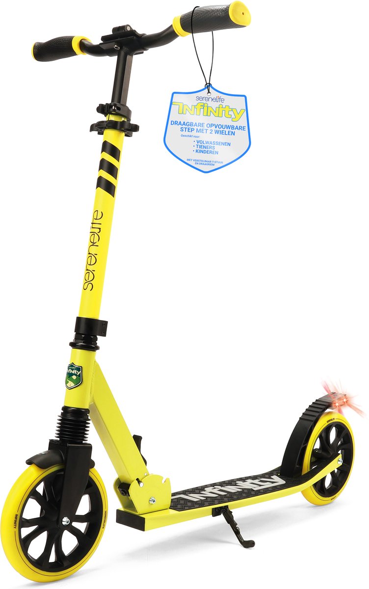 SereneLife Kinderstep - 2-Wiel Kinderstep met Verstelbaar T-Bar Stuur - Aluminium Antislip Dek - Draagbare Opvouwbare Step voor Kinderen, Tieners met Draagriem