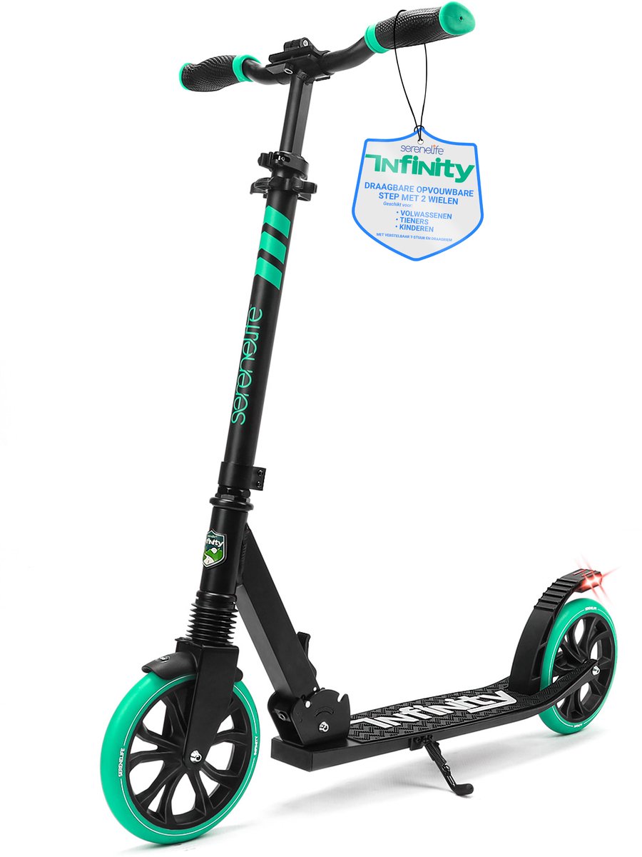 SereneLife Kinderstep - 2-Wiel Kinderstep met Verstelbaar T-Bar Stuur - Aluminium Antislip Dek - Draagbare Opvouwbare Step voor Kinderen , Tieners met Draagriem