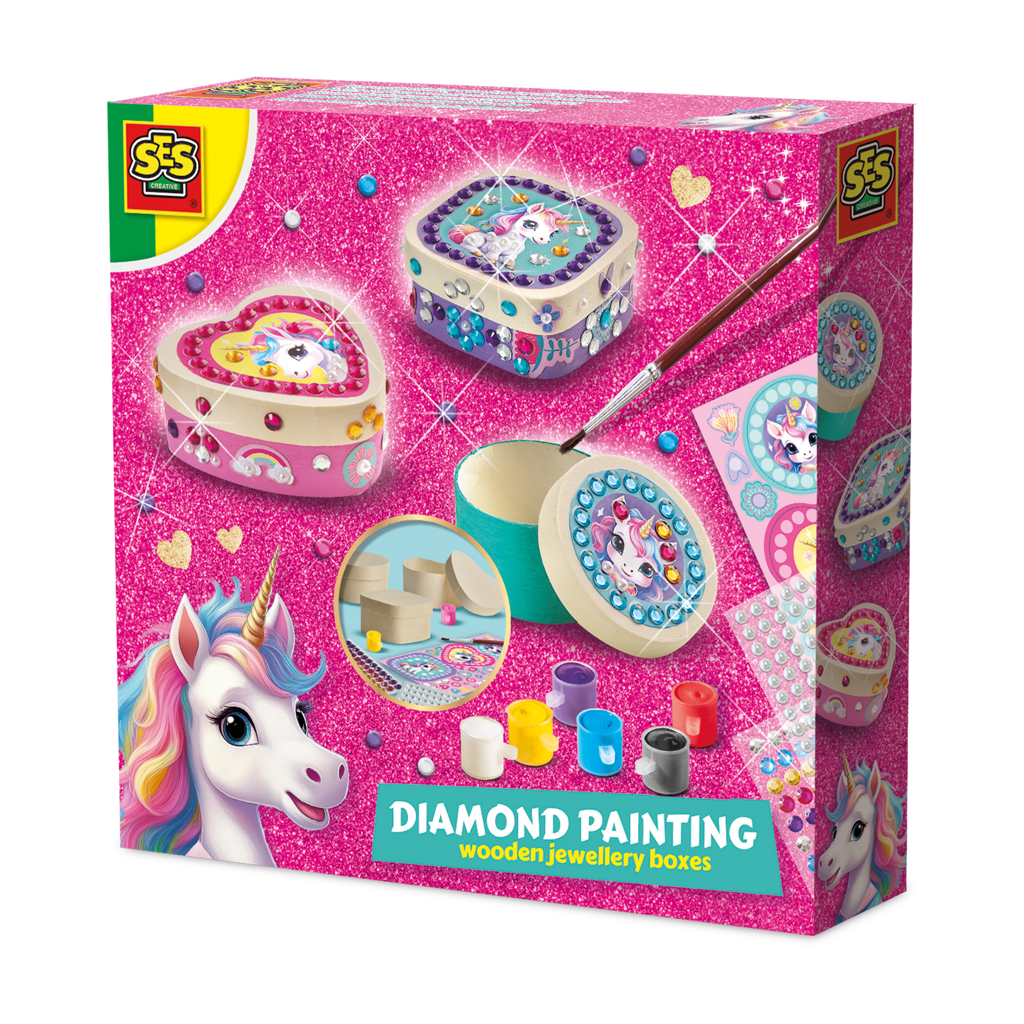   unicorn diamond painting houten sieradendoosjes