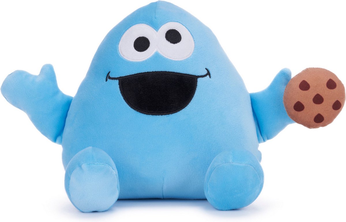 Sesamstraat - Squashy Cookie monster knuffel - 21 cm - Koekiemonster knuffel
