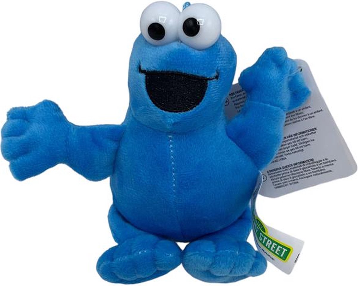 Sesamstraat rugzak clip - Cookiemonster - 15 cm - Sleutelhanger - Pluche