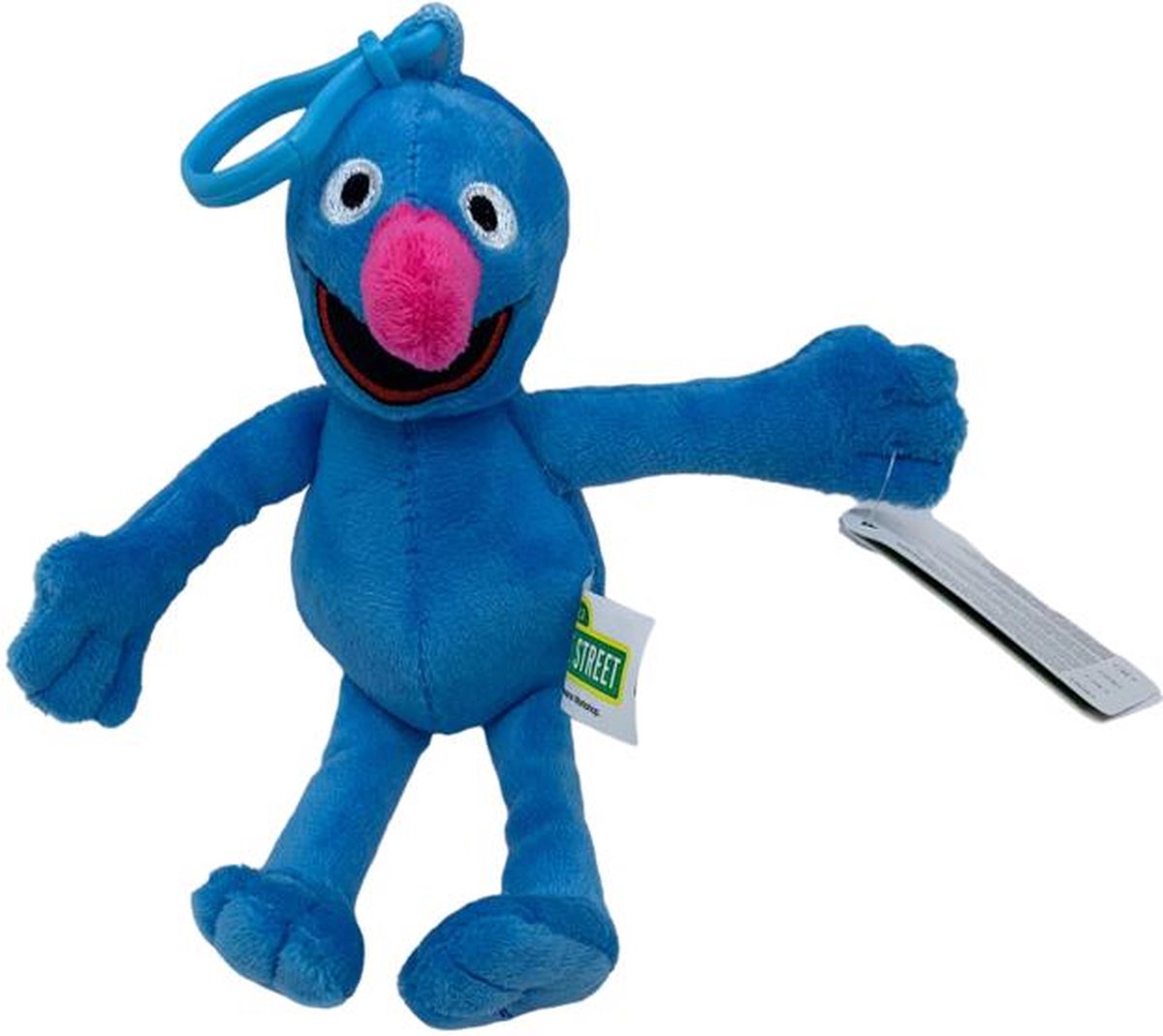 Sesamstraat rugzak clip - Grover - 17 cm - Sleutelhanger - Pluche