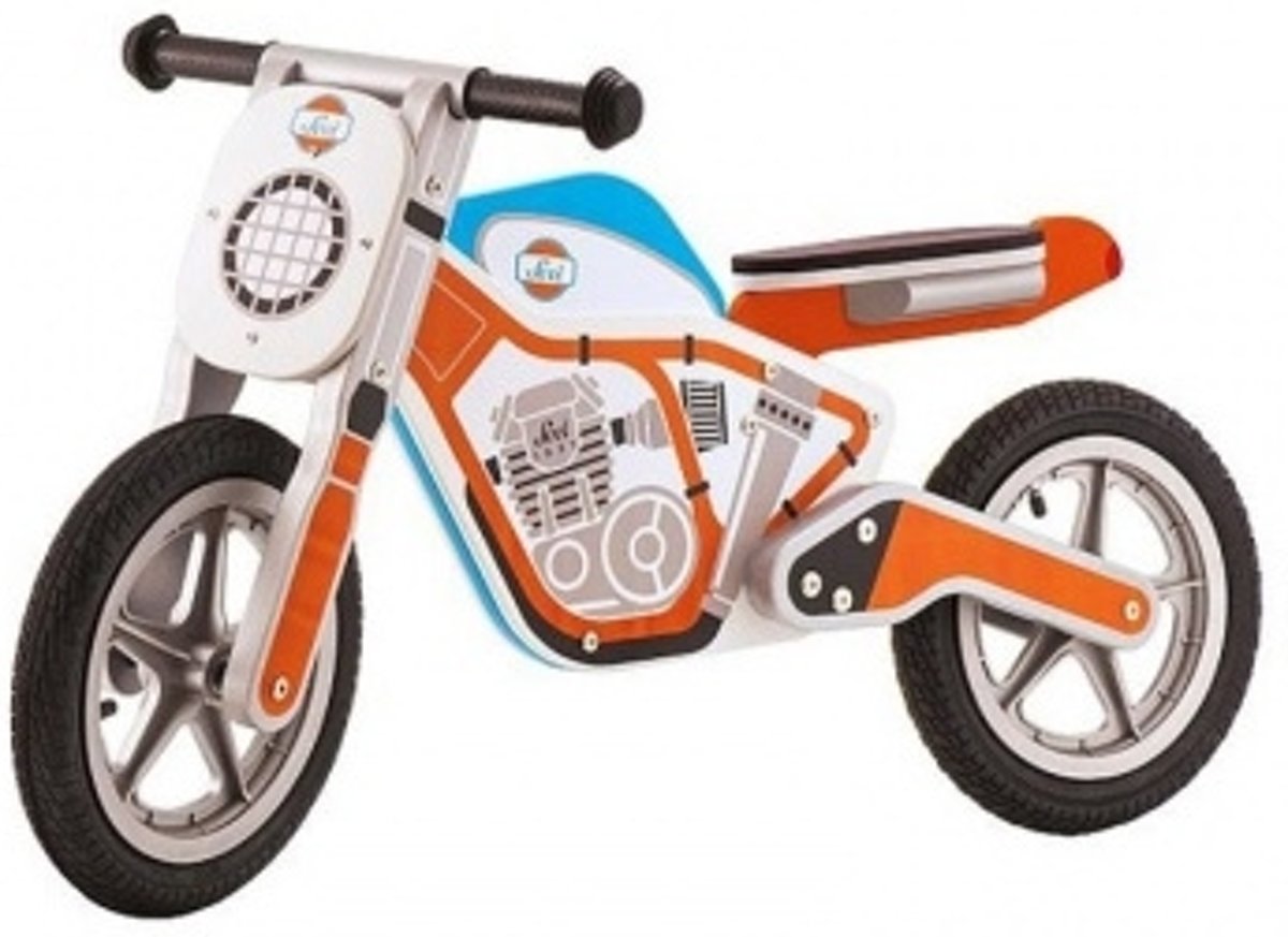 Sevi Oranje Motorfiets - Houten Loopfiets