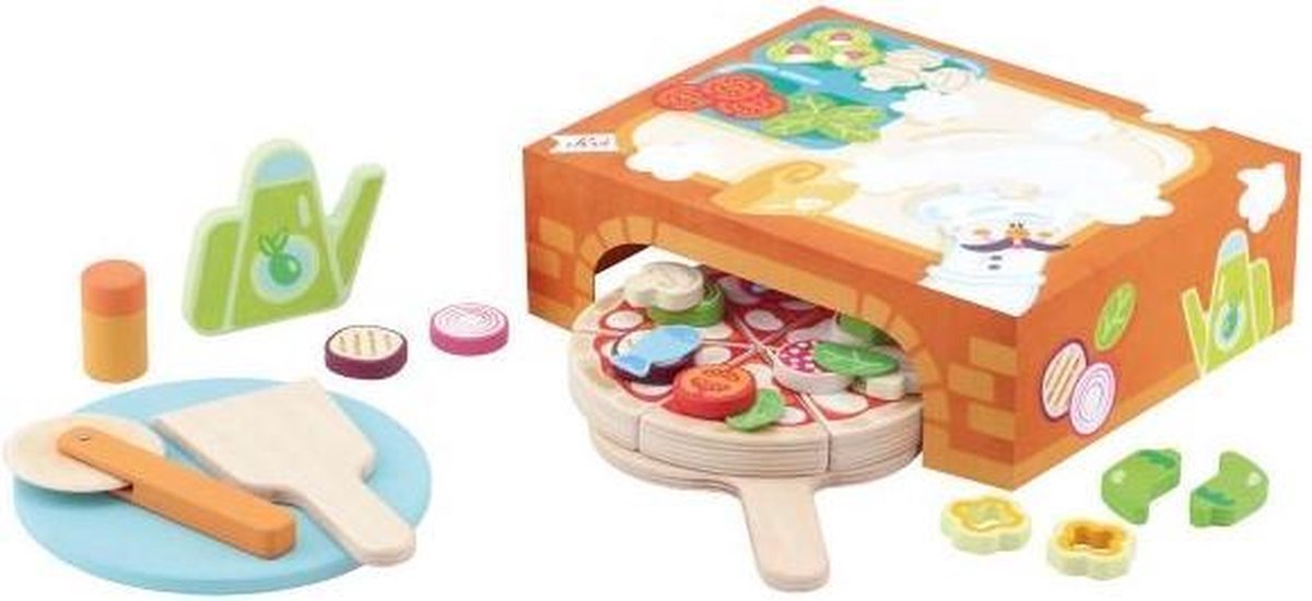 Sevi Speelgoedpizza-oven Junior Hout 22-delig