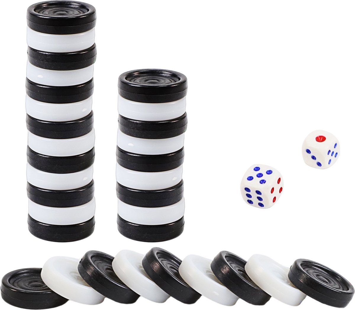 Damstenen en Dobbelstenen - Damschijven - Dammen - Plastic - 22 mm