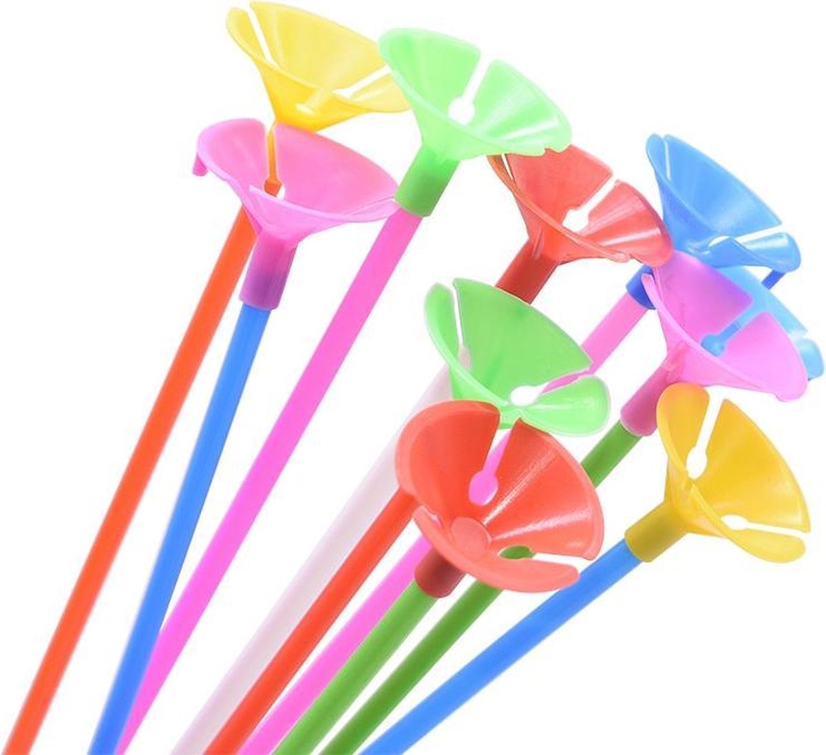 Ballonstokjes Gekleurd met houders 32cm 25 stuks