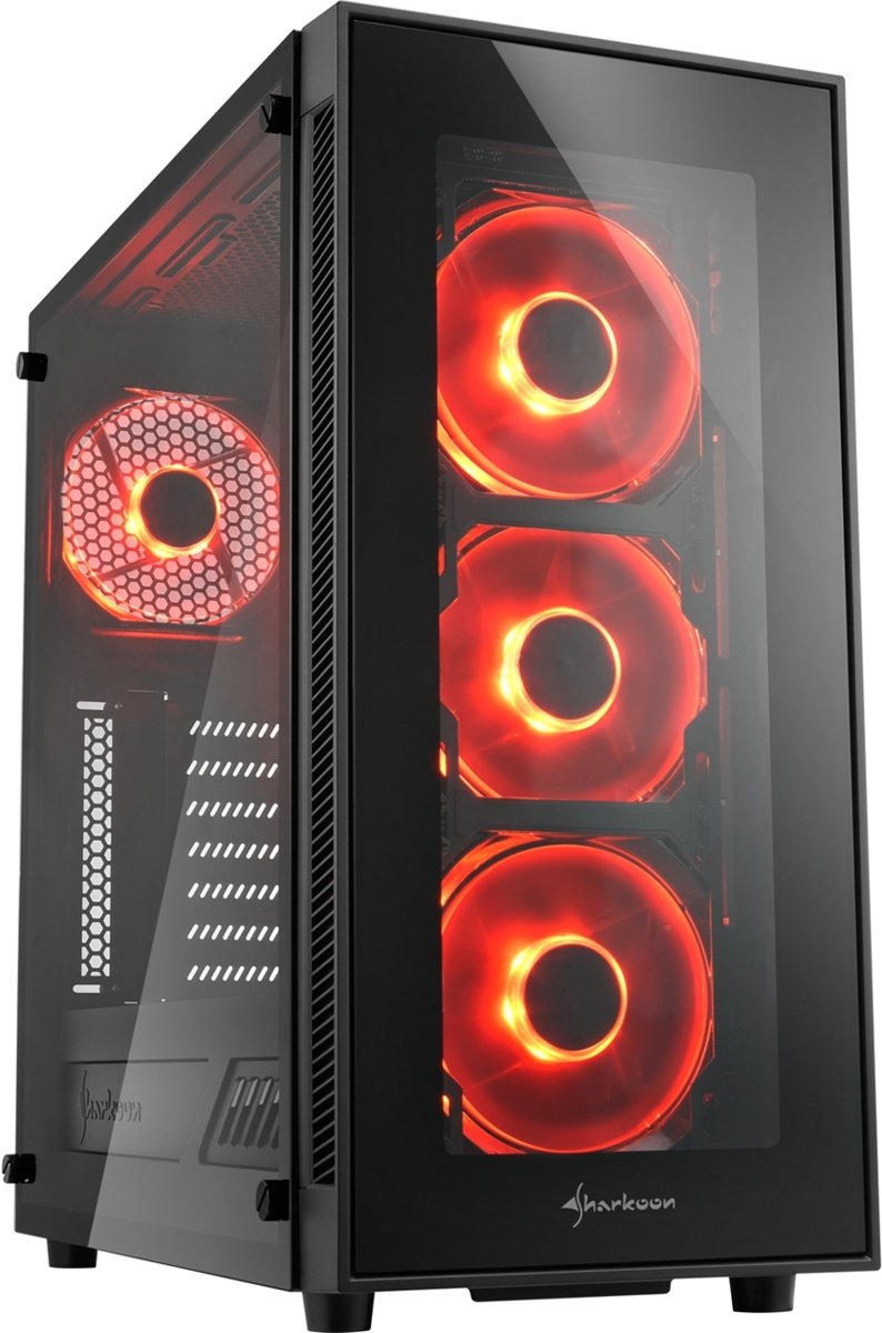 Sharkoon TG5 Midi-Toren Zwart-rood - PC behuizing
