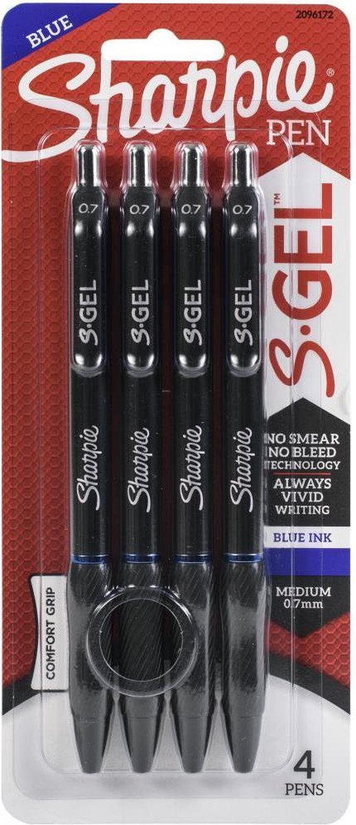   -  Gelpennen medium punt 0.7mm - Blauw - per 4 verpakt