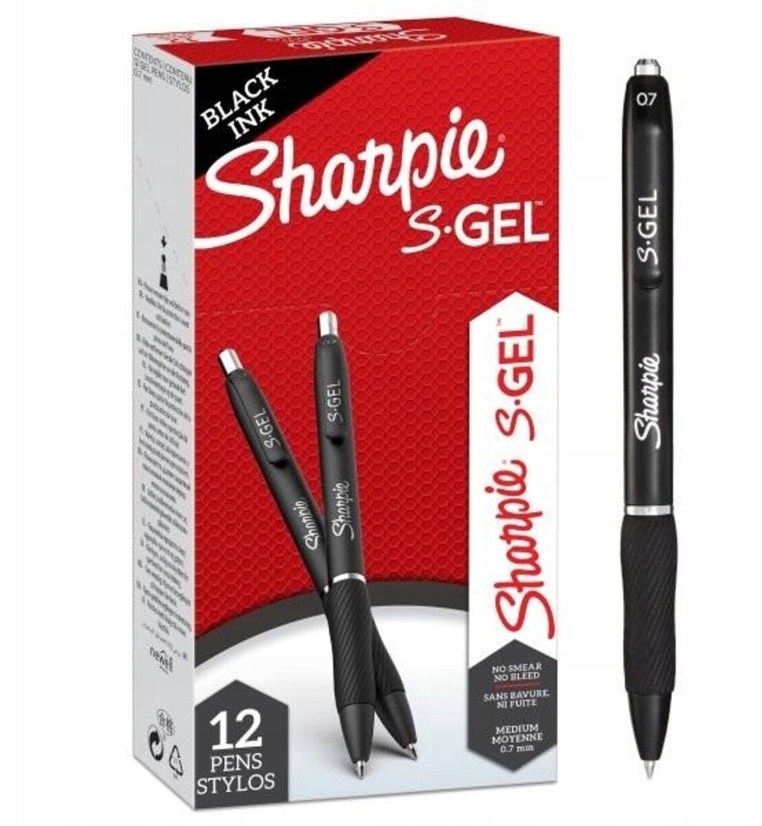 Sharpie S-GEL Gelpen Zwart 0.7mm - Set van 12