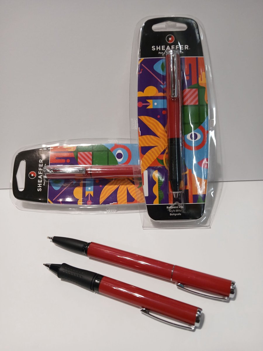 Sheaffer Balpen en Rollerball met Rubber Grip Rood Aanbieding!