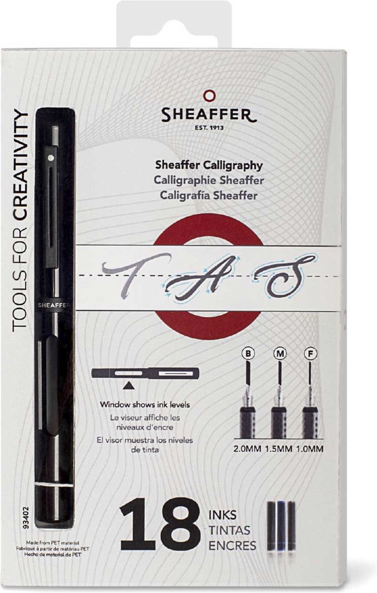 Sheaffer kalliegrafieset - zwart - penpunten F/M/B - SF-93402