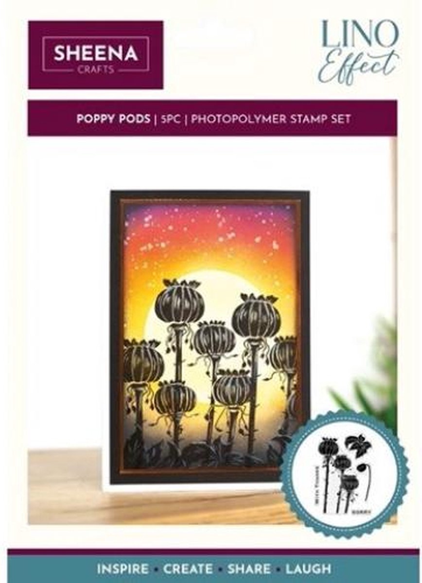 Sheena Douglass - Clearstamp - Bold Lino Effect - Poppy Pods