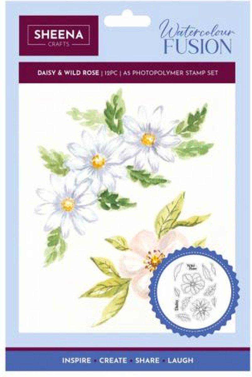 Sheena Douglass - Watercolour Fusion - Clearstamp Set - Daisy and Wild Rose