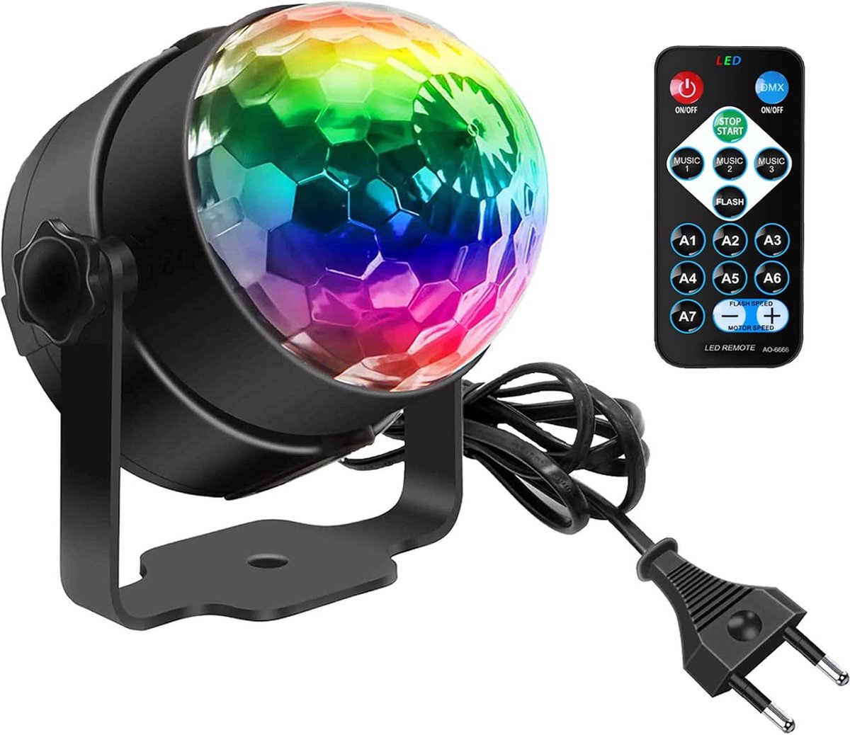 Disco Bal met LED Verlichting - 360° Rotatie - Muziek Geactiveerde Disco Lamp - 3W RGB Stage Verlichting - Party Lamp voor Thuis, Verjaardag, Kerst, DJ en Feesten - Set van 1