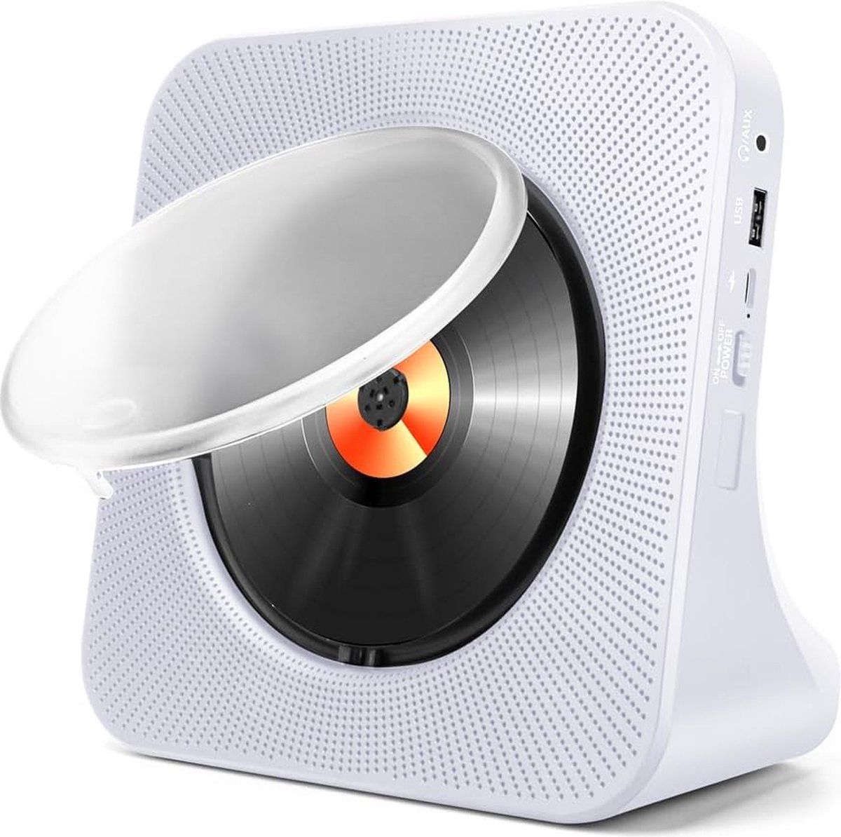 Draagbare CD Speler met Bluetooth - HiFi Speakers voor Thuis - CD Muziekspeler met Afstandsbediening - Stofhoes en Timer - FM Radio Boombox - USB & AUX Aansluiting - LED Scherm Display